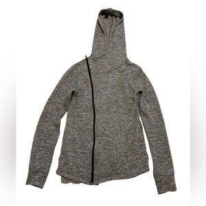 LIVE WILD Heather Gray Asymmetrical Zip Cowl Neck Hoodie Thumbhole Jacket XS